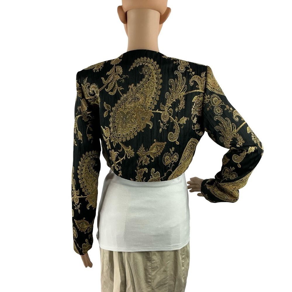 Joseph Ribkoff Vintage Paisley Bolero Jacket Black Gold Size 4 - Picture 5 of 7